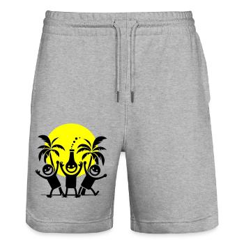 Party Team Holidays - Stanley/Stella Trainer Unisex Organic Jogging Shorts - heather grey - Front - Nik (191cm) & Marisol (170cm)