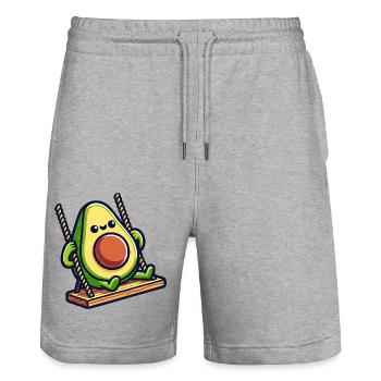 Avocado auf der Schaukel - Stanley/Stella Unisex Bio Joggingshorts Trainer  - Grau meliert - Vorne - Nik (191cm) & Marisol (170cm)