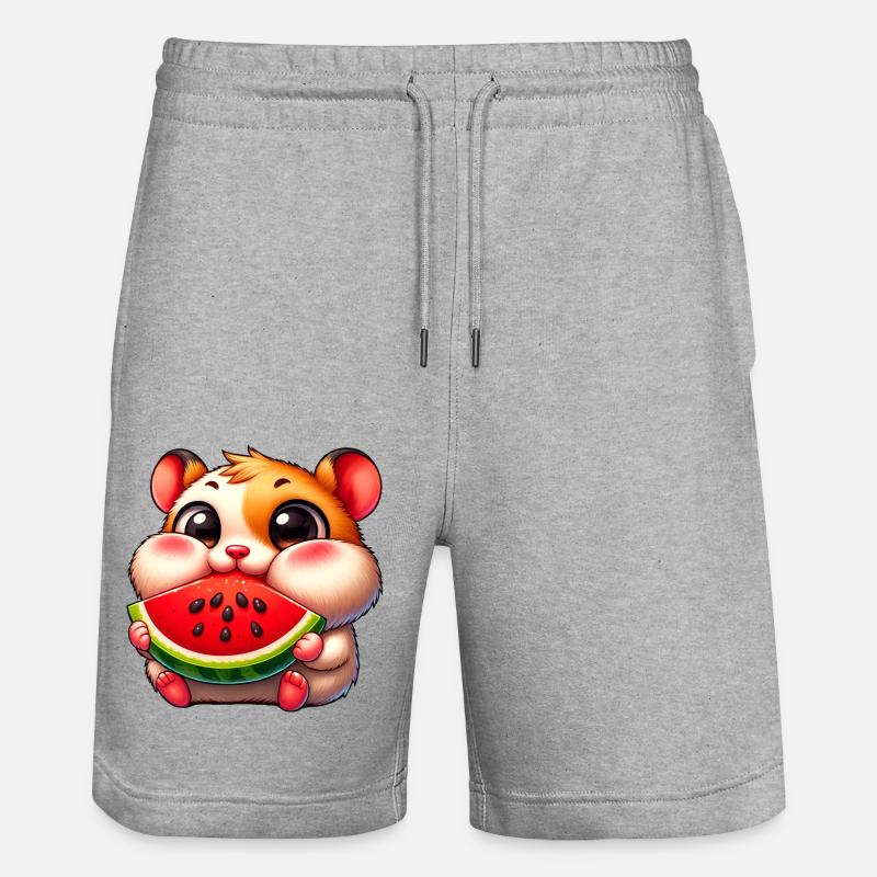 Cute Cartoon Hamster Melon - Stanley/Stella Unisex Bio Joggingshorts Trainer - Grau meliert