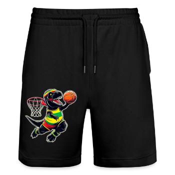 T-rex Dunking Un dinosaure Juneteenth de basket-ball - Short de jogging bio TRAINER Stanley/Stella unisexe - noir - Devant - Nik (191cm) & Marisol (170cm)