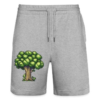 Broccoli Pixel Icon - Stanley/Stella Trainer Unisex Organic Jogging Shorts - heather grey - Front - Nik (191cm) & Marisol (170cm)