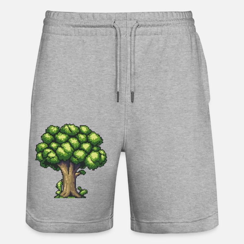 Icône pixel de brocoli - Short de jogging bio TRAINER Stanley/Stella unisexe - gris chiné