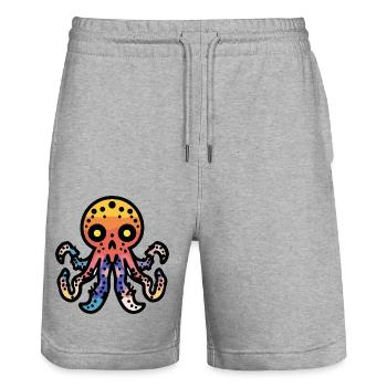 Oktopus Halloween Comic Lustig - Stanley/Stella Unisex Bio Joggingshorts Trainer  - Grau meliert - Vorne - Nik (191cm) & Marisol (170cm)