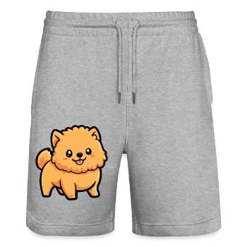 Chow Chow Chien Bande dessinée Mignon - Short de jogging bio TRAINER Stanley/Stella unisexe - gris chiné - Devant - Nik (191cm) & Marisol (170cm)