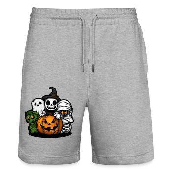 Halloween Comic Party Trick Or Treat - Short de jogging bio TRAINER Stanley/Stella unisexe - gris chiné - Devant - Nik (191cm) & Marisol (170cm)