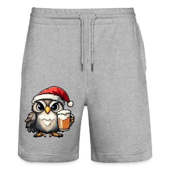 Bière de Noël Owl - Short de jogging bio TRAINER Stanley/Stella unisexe - gris chiné - Devant - Nik (191cm) & Marisol (170cm)