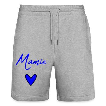 OMA. MUTTERTAG. ALLES GUTE ZUM GEBURTSTAG OMA. ICH LIEBE DICH - Stanley/Stella Unisex Bio Joggingshorts Trainer  - Grau meliert - Vorne - Nik (191cm) & Marisol (170cm)