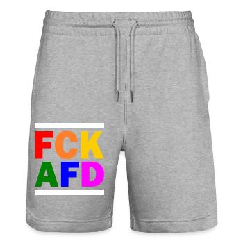 Fck afd - Stanley/Stella Unisex Bio Joggingshorts Trainer  - Grau meliert - Vorne - Nik (191cm) & Marisol (170cm)