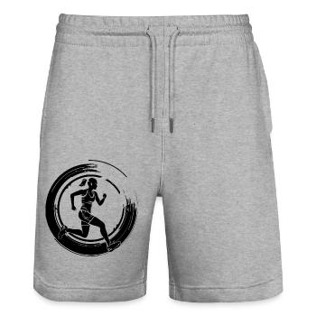 Running Marathon Woman Silhouette - Stanley/Stella Trainer Unisex Organic Jogging Shorts - heather grey - Front - Nik (191cm) & Marisol (170cm)