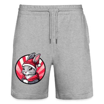 Hase Weihnachten Tier - Stanley/Stella Unisex Bio Joggingshorts Trainer  - Grau meliert - Vorne - Nik (191cm) & Marisol (170cm)