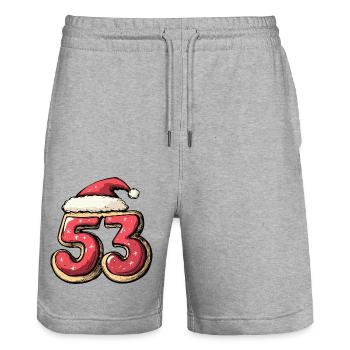 53 Number Christmas Cookie - Stanley/Stella Trainer Unisex Organic Jogging Shorts - heather grey - Front - Nik (191cm) & Marisol (170cm)