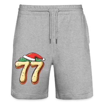 77 Zahl Weihnachten Keks - Stanley/Stella Unisex Bio Joggingshorts Trainer  - Grau meliert - Vorne - Nik (191cm) & Marisol (170cm)