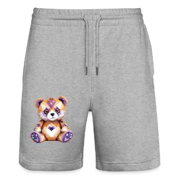Teddybär Verspielt Entzückend Spaß Tier Bunt - Stanley/Stella Unisex Bio Joggingshorts Trainer  - Grau meliert - Vorne - Nik (191cm) & Marisol (170cm)