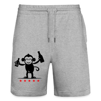 Party Monkey Beer - Stanley/Stella Trainer Unisex Organic Jogging Shorts - heather grey - Front - Nik (191cm) & Marisol (170cm)