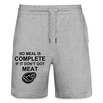 Fleisch Grillen BBQ Burger Steak Western Koch - Stanley/Stella Unisex Bio Joggingshorts Trainer  - Grau meliert - Vorne - Nik (191cm) & Marisol (170cm)