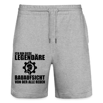 Bauleitung Baustelle Bauleiter Bauaufsicht - Stanley/Stella Unisex Bio Joggingshorts Trainer  - Grau meliert - Vorne - Nik (191cm) & Marisol (170cm)
