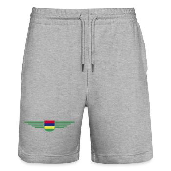 Mauritius T-Shirt – Island Fans & Lovers - Stanley/Stella Trainer Unisex Organic Jogging Shorts - heather grey - Front - Nik (191cm) & Marisol (170cm)
