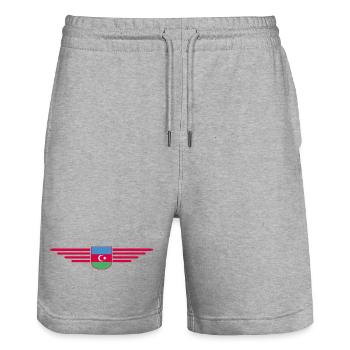 Azerbaijan Design – For Fans & Travelers - Stanley/Stella Trainer Unisex Organic Jogging Shorts - heather grey - Front - Nik (191cm) & Marisol (170cm)