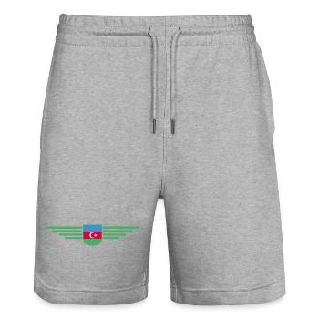 Aserbaidschan Design – Für Fans & Reisende - Stanley/Stella Unisex Bio Joggingshorts Trainer  - Grau meliert - Vorne - Nik (191cm) & Marisol (170cm)