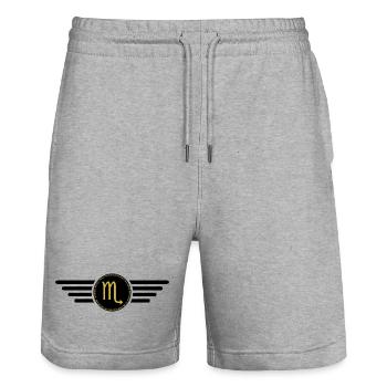 Sternzeichen Skorpion, exklusives T-Shirt Design - Stanley/Stella Unisex Bio Joggingshorts Trainer  - Grau meliert - Vorne - Nik (191cm) & Marisol (170cm)