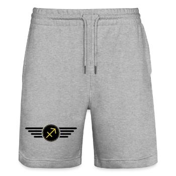 Sternzeichen Schütze, exklusives T-Shirt Design - Stanley/Stella Unisex Bio Joggingshorts Trainer  - Grau meliert - Vorne - Nik (191cm) & Marisol (170cm)
