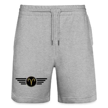 Sternzeichen Widder, exklusives T-Shirt Design - Stanley/Stella Unisex Bio Joggingshorts Trainer  - Grau meliert - Vorne - Nik (191cm) & Marisol (170cm)