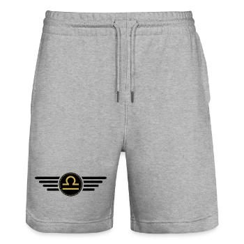 Sternzeichen Waage, exklusives T-Shirt Design - Stanley/Stella Unisex Bio Joggingshorts Trainer  - Grau meliert - Vorne - Nik (191cm) & Marisol (170cm)