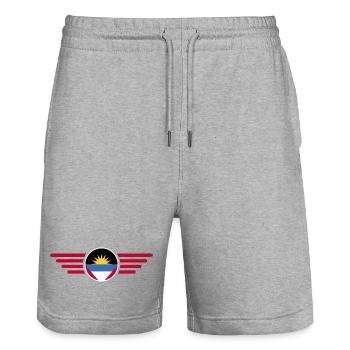 I Love Antigua & Barbuda, Elegance Style Design T - Stanley/Stella Trainer Unisex Organic Jogging Shorts - heather grey - Front - Nik (191cm) & Marisol (170cm)