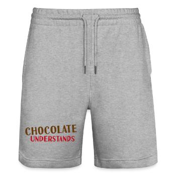 Le chocolat comprend - Short de jogging bio TRAINER Stanley/Stella unisexe - gris chiné - Devant - Nik (191cm) & Marisol (170cm)