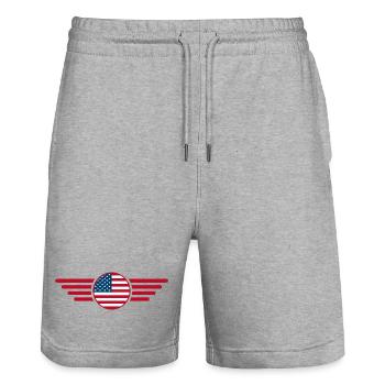I Love United States, Elegance Style Design T-Shirt - Stanley/Stella Trainer Unisex Organic Jogging Shorts - heather grey - Front - Nik (191cm) & Marisol (170cm)