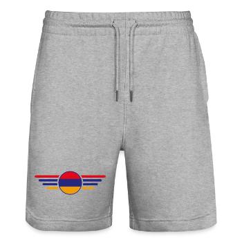 J’aime l’Arménie, T-Shirt Design Style Élégance - Short de jogging bio TRAINER Stanley/Stella unisexe - gris chiné - Devant - Nik (191cm) & Marisol (170cm)