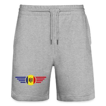 I Love Moldova, Elegance Style Design T-Shirt - Stanley/Stella Trainer Unisex Organic Jogging Shorts - heather grey - Front - Nik (191cm) & Marisol (170cm)