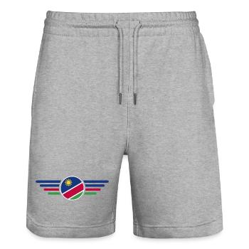 I Love Namibia, Elegance Style Design T-Shirt - Stanley/Stella Trainer Unisex Organic Jogging Shorts - heather grey - Front - Nik (191cm) & Marisol (170cm)