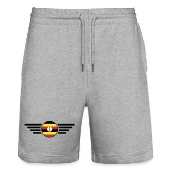 Ich liebe Uganda, Eleganz Stil Design T-Shirt - Stanley/Stella Unisex Bio Joggingshorts Trainer  - Grau meliert - Vorne - Nik (191cm) & Marisol (170cm)