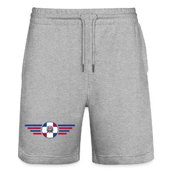 I Love Dominican Republic Design T-Shirt - Stanley/Stella Trainer Unisex Organic Jogging Shorts - heather grey - Front - Nik (191cm) & Marisol (170cm)