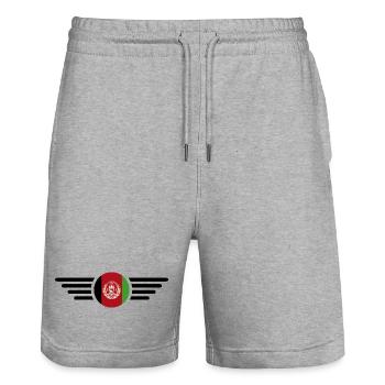 J’aime l’Afghanistan, T-shirt design de style élégance - Short de jogging bio TRAINER Stanley/Stella unisexe - gris chiné - Devant - Nik (191cm) & Marisol (170cm)