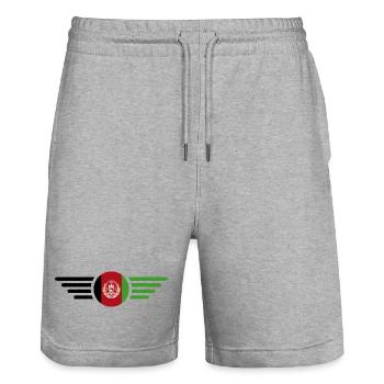 J’aime l’Afghanistan, T-shirt design de style élégance - Short de jogging bio TRAINER Stanley/Stella unisexe - gris chiné - Devant - Nik (191cm) & Marisol (170cm)