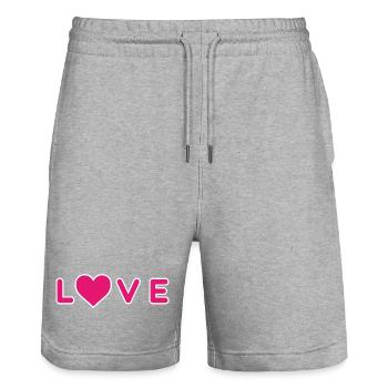 LOVE Design mit Herz - Stanley/Stella Unisex Bio Joggingshorts Trainer  - Grau meliert - Vorne - Nik (191cm) & Marisol (170cm)