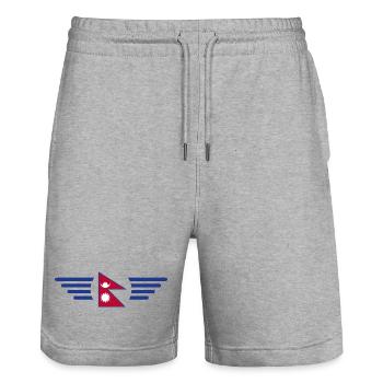 J’aime le Népal, T-shirt design de style élégance - Short de jogging bio TRAINER Stanley/Stella unisexe - gris chiné - Devant - Nik (191cm) & Marisol (170cm)