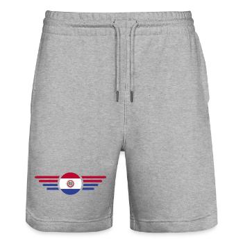 J’aime le Paraguay, T-shirt design de style élégance - Short de jogging bio TRAINER Stanley/Stella unisexe - gris chiné - Devant - Nik (191cm) & Marisol (170cm)