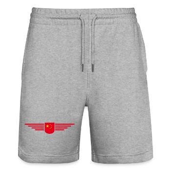 I Love China, Design T-Shirt Outfit - Stanley/Stella Trainer Unisex Organic Jogging Shorts - heather grey - Front - Nik (191cm) & Marisol (170cm)
