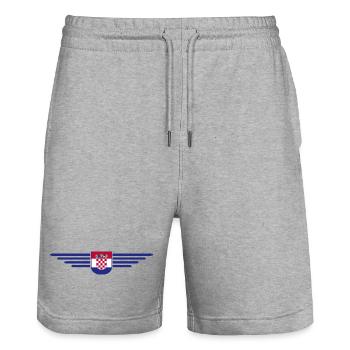 J’aime la Croatie, T-shirt design de style élégance - Short de jogging bio TRAINER Stanley/Stella unisexe - gris chiné - Devant - Nik (191cm) & Marisol (170cm)
