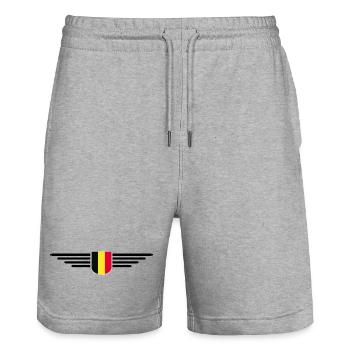 Ich liebe Belgien Design T-Shirt Outfit - Stanley/Stella Unisex Bio Joggingshorts Trainer  - Grau meliert - Vorne - Nik (191cm) & Marisol (170cm)