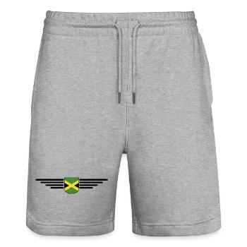 Ich liebe Jamaika, Outfit T-Shirt Design Geschenk - Stanley/Stella Unisex Bio Joggingshorts Trainer  - Grau meliert - Vorne - Nik (191cm) & Marisol (170cm)