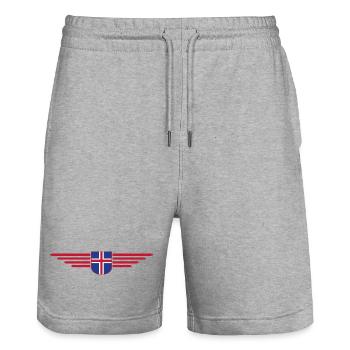 Iceland T-Shirt – Magic of the Northern Lights - Stanley/Stella Trainer Unisex Organic Jogging Shorts - heather grey - Front - Nik (191cm) & Marisol (170cm)