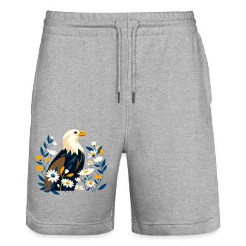 Eagle with flowers - Stanley/Stella Trainer Unisex Organic Jogging Shorts - heather grey - Front - Nik (191cm) & Marisol (170cm)