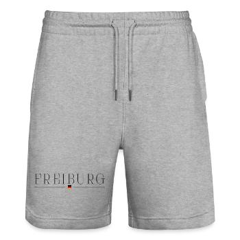 Freiburg, Deutschland Eleganz Stil Design T-Shirt - Stanley/Stella Unisex Bio Joggingshorts Trainer  - Grau meliert - Vorne - Nik (191cm) & Marisol (170cm)