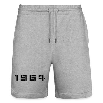 Year of Birth Birth Born In - Made in 1964 - Stanley/Stella Trainer Unisex Organic Jogging Shorts - heather grey - Front - Nik (191cm) & Marisol (170cm)