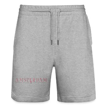 Amsterdam, Pays-Bas T-shirt de design de style - Short de jogging bio TRAINER Stanley/Stella unisexe - gris chiné - Devant - Nik (191cm) & Marisol (170cm)