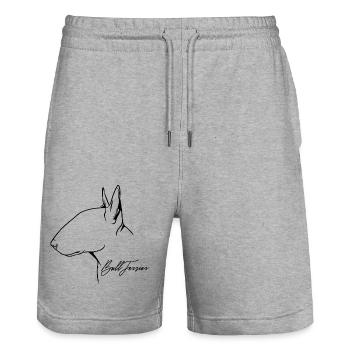 Bull Terrier Profile Dogs Dog Wilsigns - Stanley/Stella Trainer Unisex Organic Jogging Shorts - heather grey - Front - Nik (191cm) & Marisol (170cm)